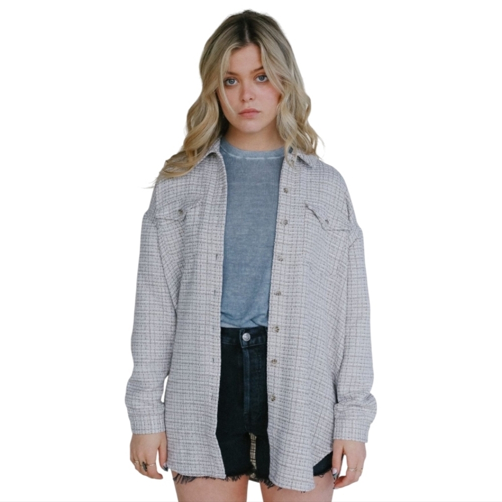 Anthropologie Just Female Metz Shirt Jacket Tan Women's Small